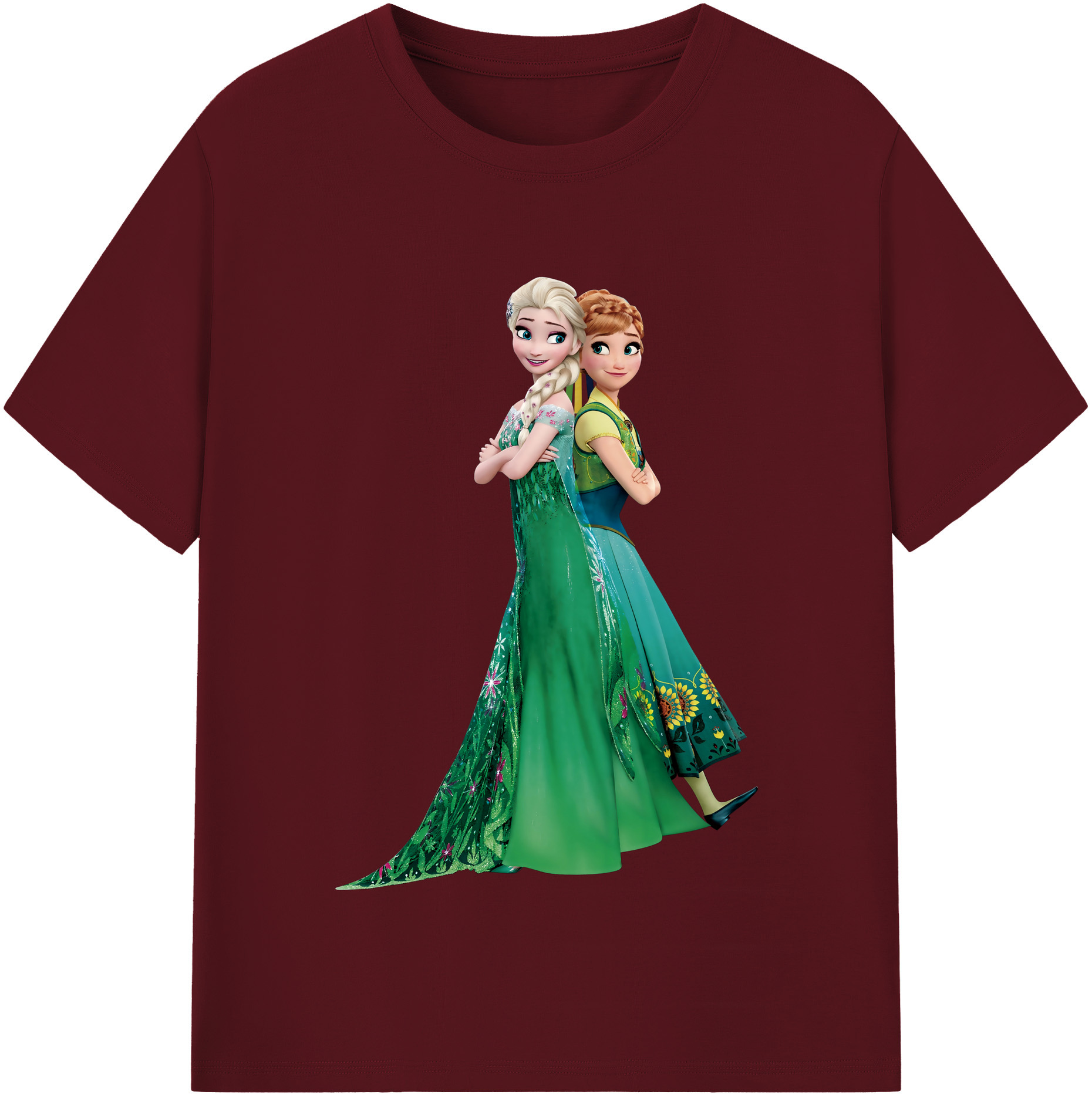 （画像用） アナと雪の女王 アンナ エルサ Frozen Anna Elsa 綿100％半袖Tシャツ（フロントプリント）